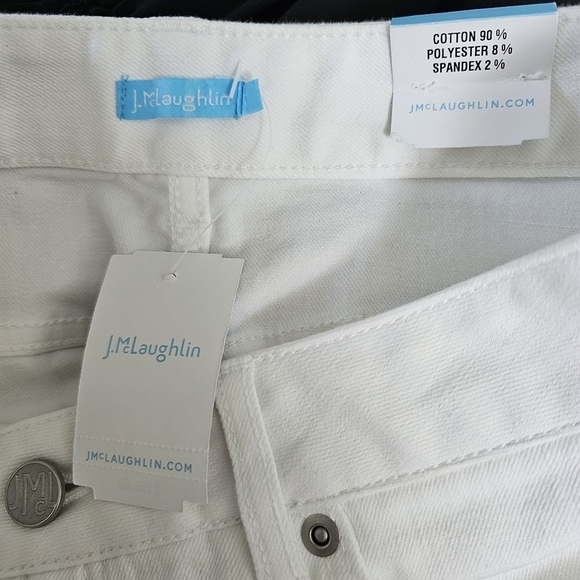 NEW J. McLaughlin Richmond Skirt Denim Solid White Zip Pockets - Picture 3 of 3